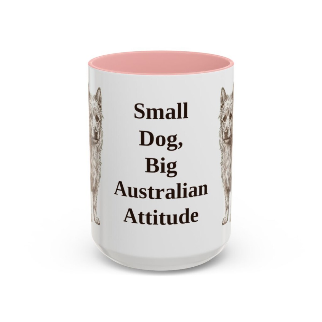 15oz Funny Australian Terrier Mug, Pink, front view