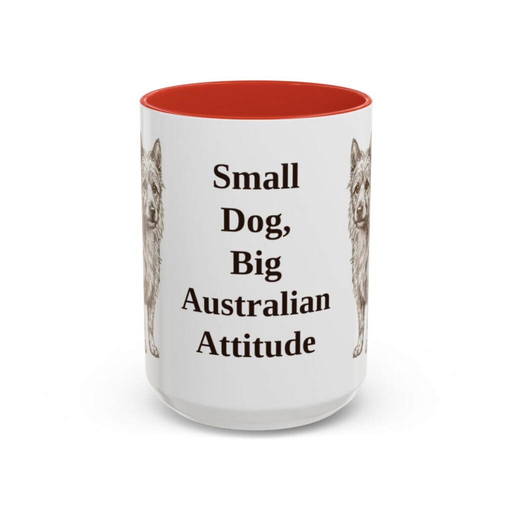 15oz Funny Australian Terrier Mug, Red, front view