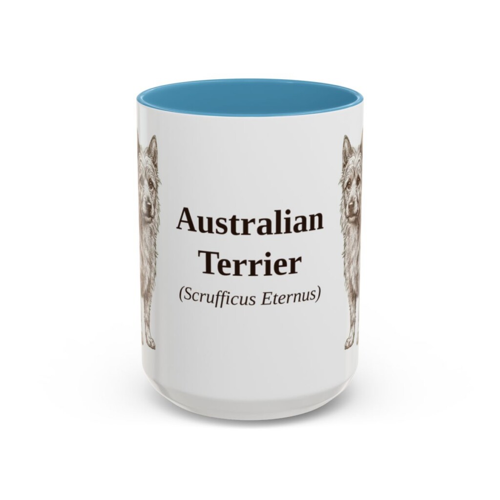 15oz-australian-terrier-mug-latin-light-blue 15oz Australian Terrier Latin Mug, Light Blue, front view