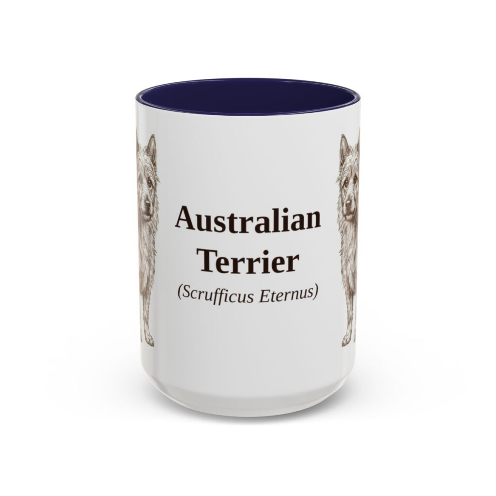 15oz-australian-terrier-mug-latin-navy 15oz Australian Terrier Latin Mug, Navy, front view