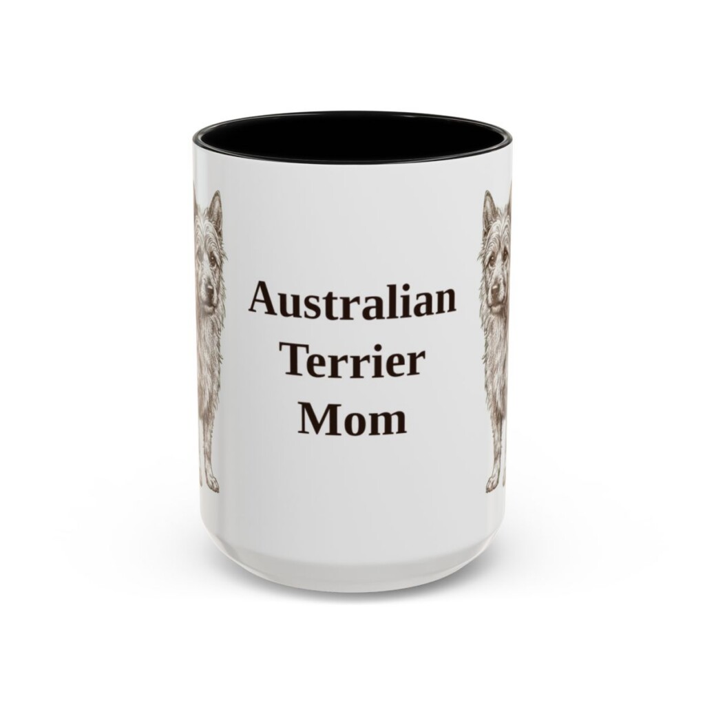 15oz-australian-terrier-mug-mom-black-front 15oz Australian Terrier Dog Mom Mug, Black, front view