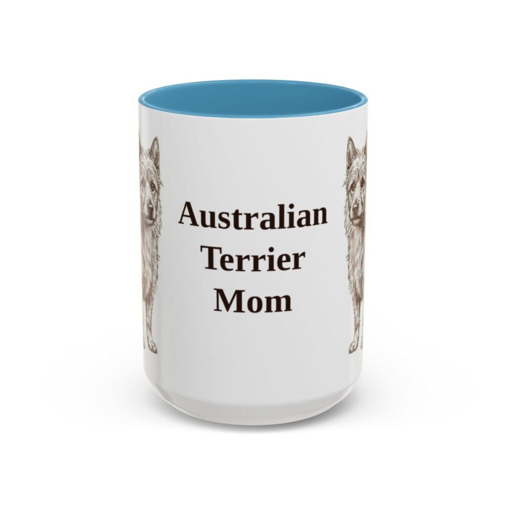 15oz-australian-terrier-mug-mom-light-blue 15oz Australian Terrier Dog Mom Mug, Light Blue, front view