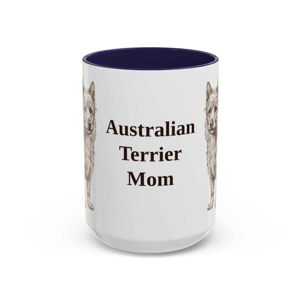 15oz-australian-terrier-mug-mom-navy 15oz Australian Terrier Dog Mom Mug, Navy, front view