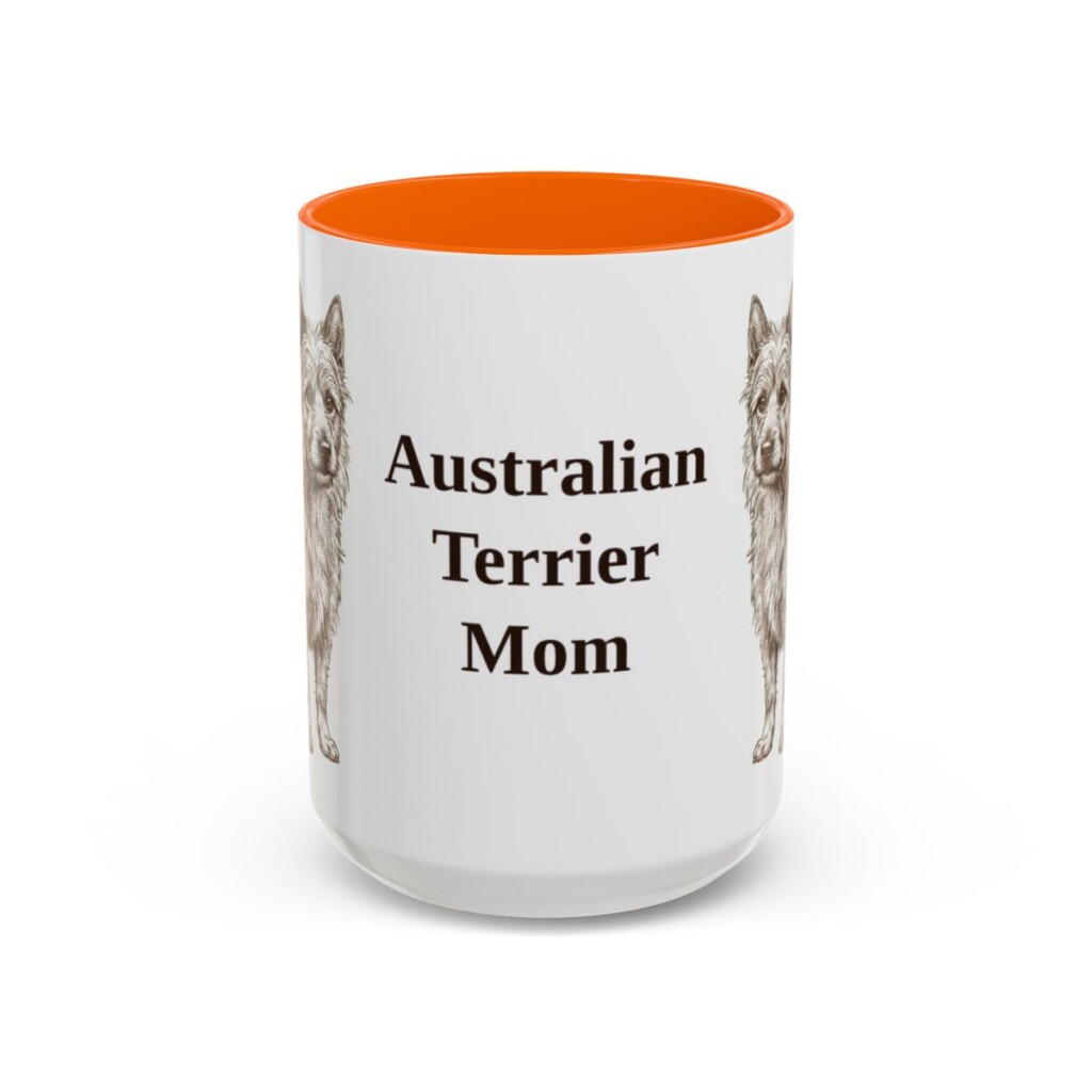15oz-australian-terrier-mug-mom-orange 15oz Australian Terrier Dog Mom Mug, Orange, front view