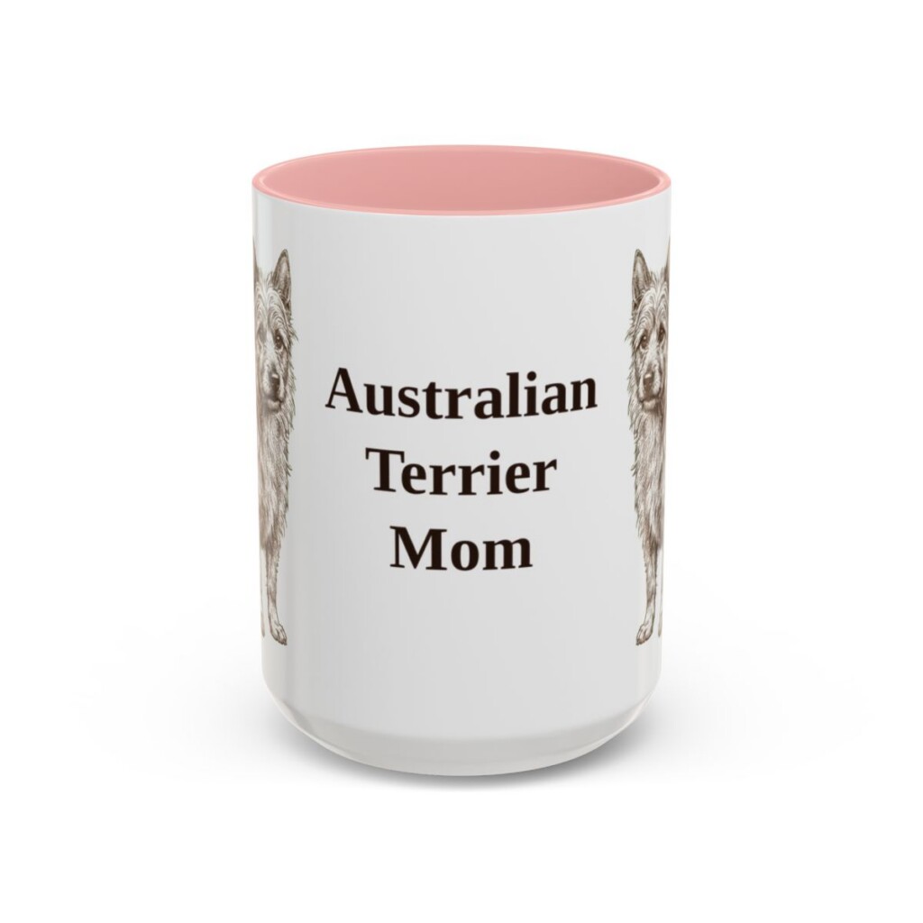 15oz-australian-terrier-mug-mom-pink 15oz Australian Terrier Dog Mom Mug, Pink, front view