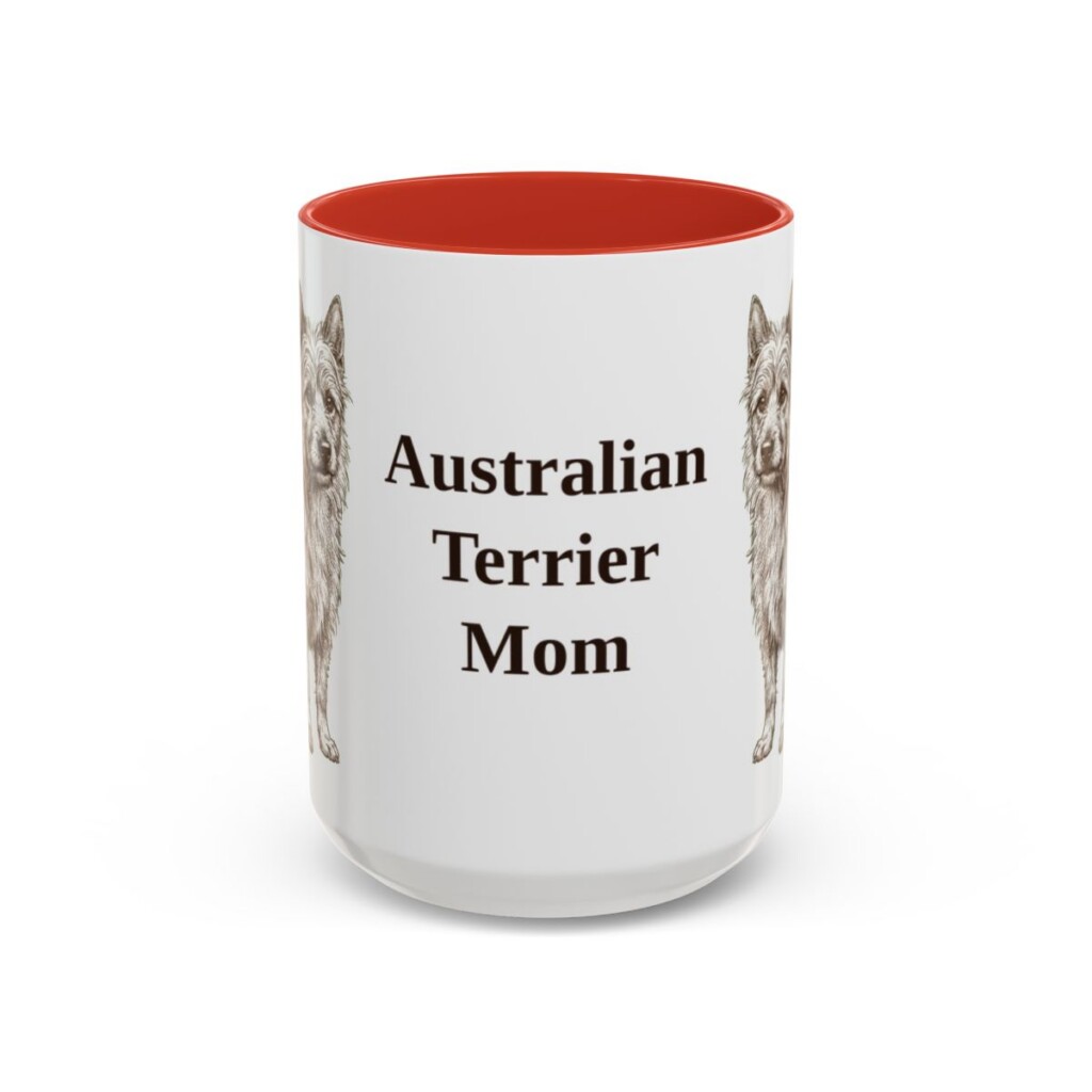 15oz-australian-terrier-mug-mom-red 15oz Australian Terrier Dog Mom Mug, Red, front view