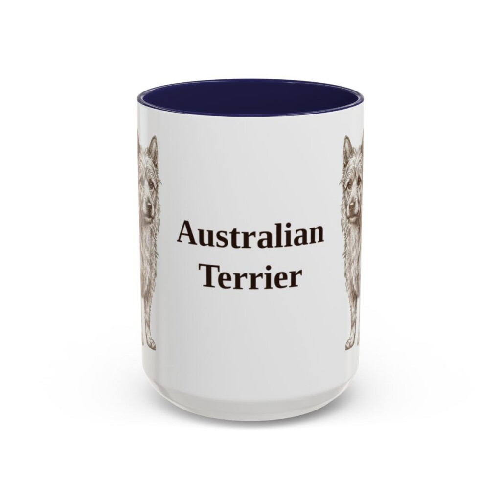 15oz Australian Terrier Mug, Navy, front view