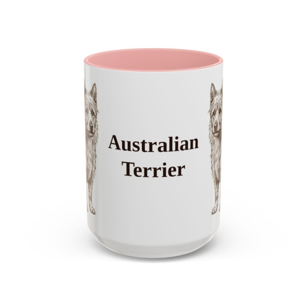 15oz Australian Terrier Mug, Pink, front view