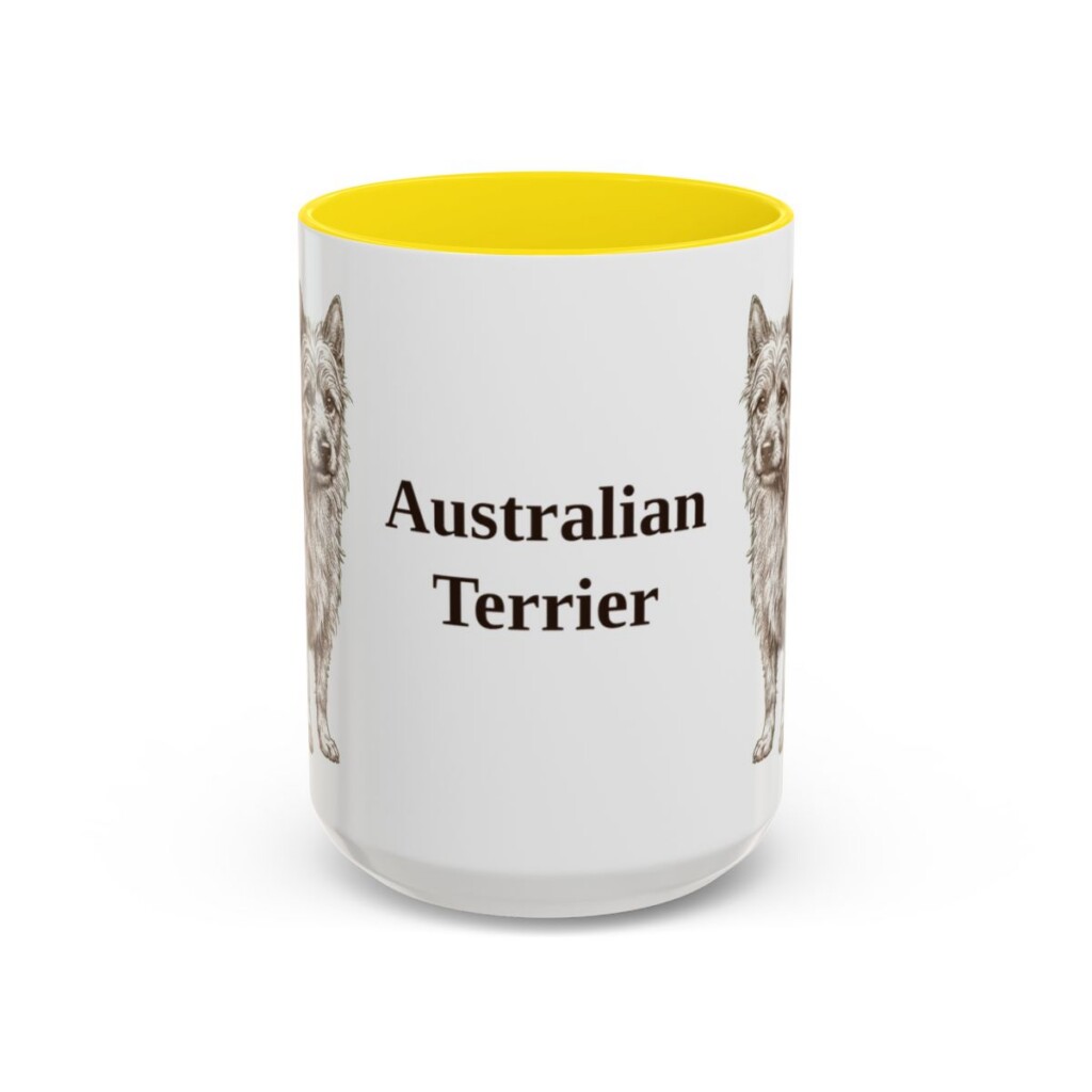 15oz Australian Terrier Mug, Yellow, front view