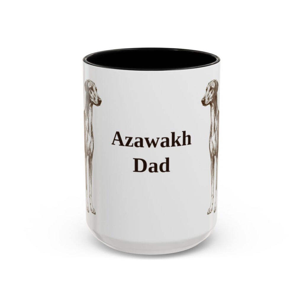 15oz Azawakh Dog Dad Mug, Black, front view
