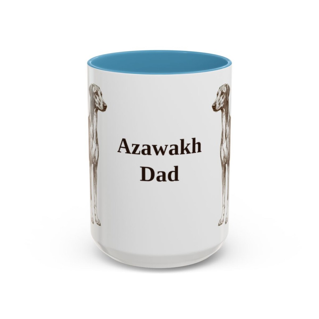 15oz Azawakh Dog Dad Mug, Light Blue, front view