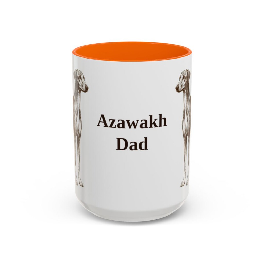 15oz Azawakh Dog Dad Mug, Orange, front view