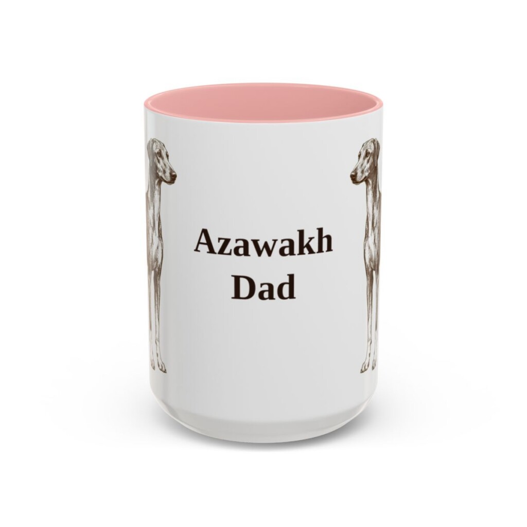 15oz Azawakh Dog Dad Mug, Pink, front view