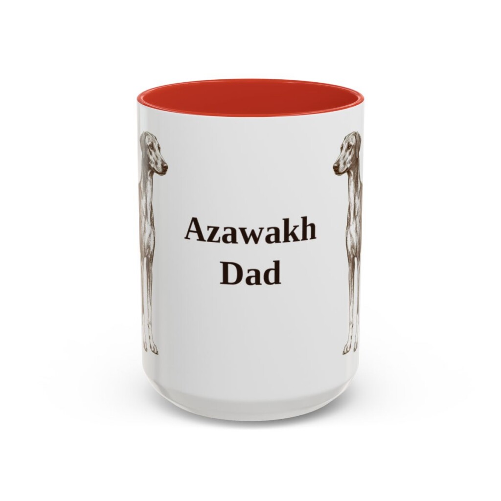 15oz Azawakh Dog Dad Mug, Red, front view