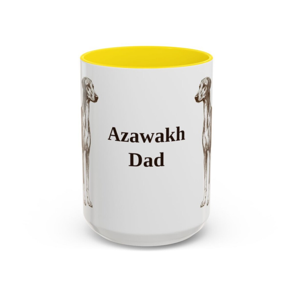 15oz Azawakh Dog Dad Mug, Yellow, front view