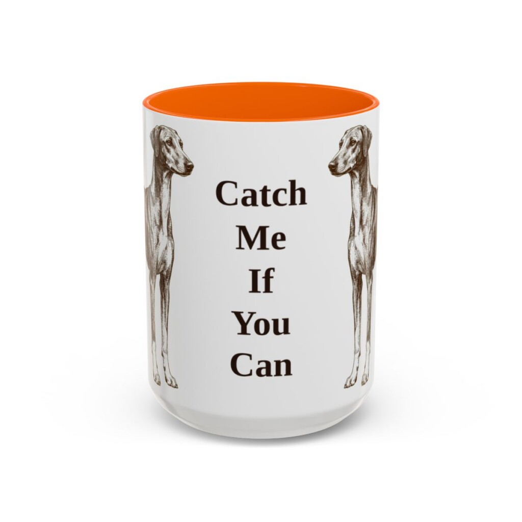 15oz Funny Azawakh Mug, Orange, front view