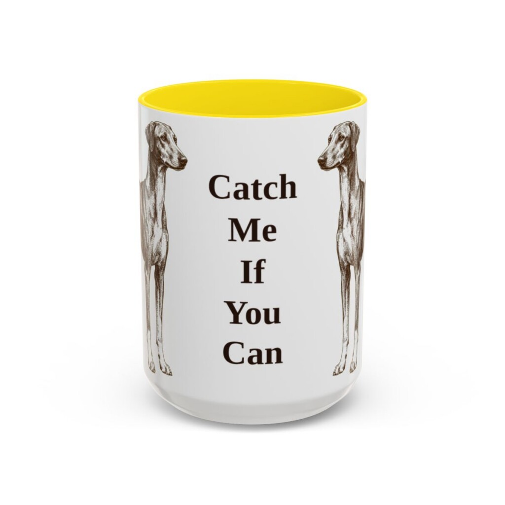 15oz Funny Azawakh Mug, Yellow, front view