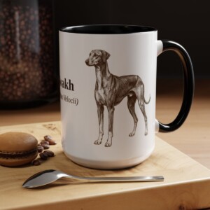 15oz Azawakh Latin Mug, Black, lifestyle photo