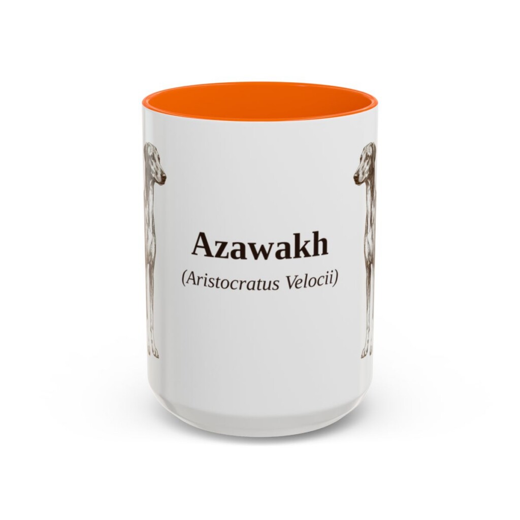 15oz-azawakh-mug-latin-orange 15oz Azawakh Latin Mug, Orange, front view