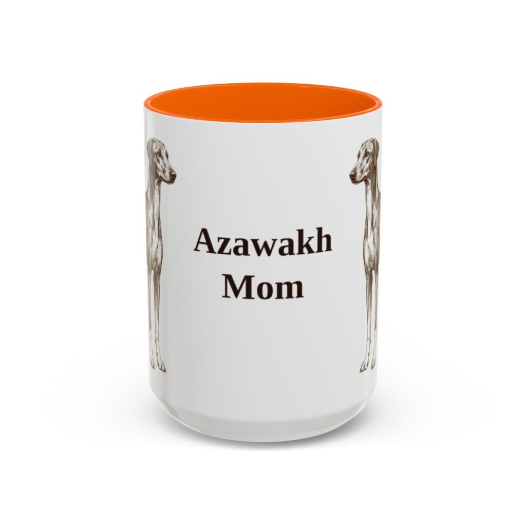 15oz-azawakh-mug-mom-orange 15oz Azawakh Dog Mom Mug, Orange, front view