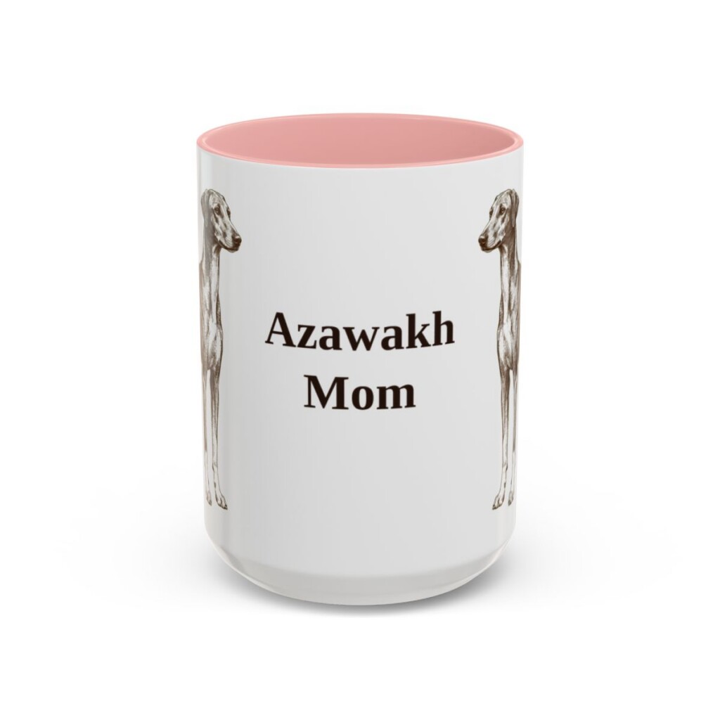 15oz-azawakh-mug-mom-pink 15oz Azawakh Dog Mom Mug, Pink, front view