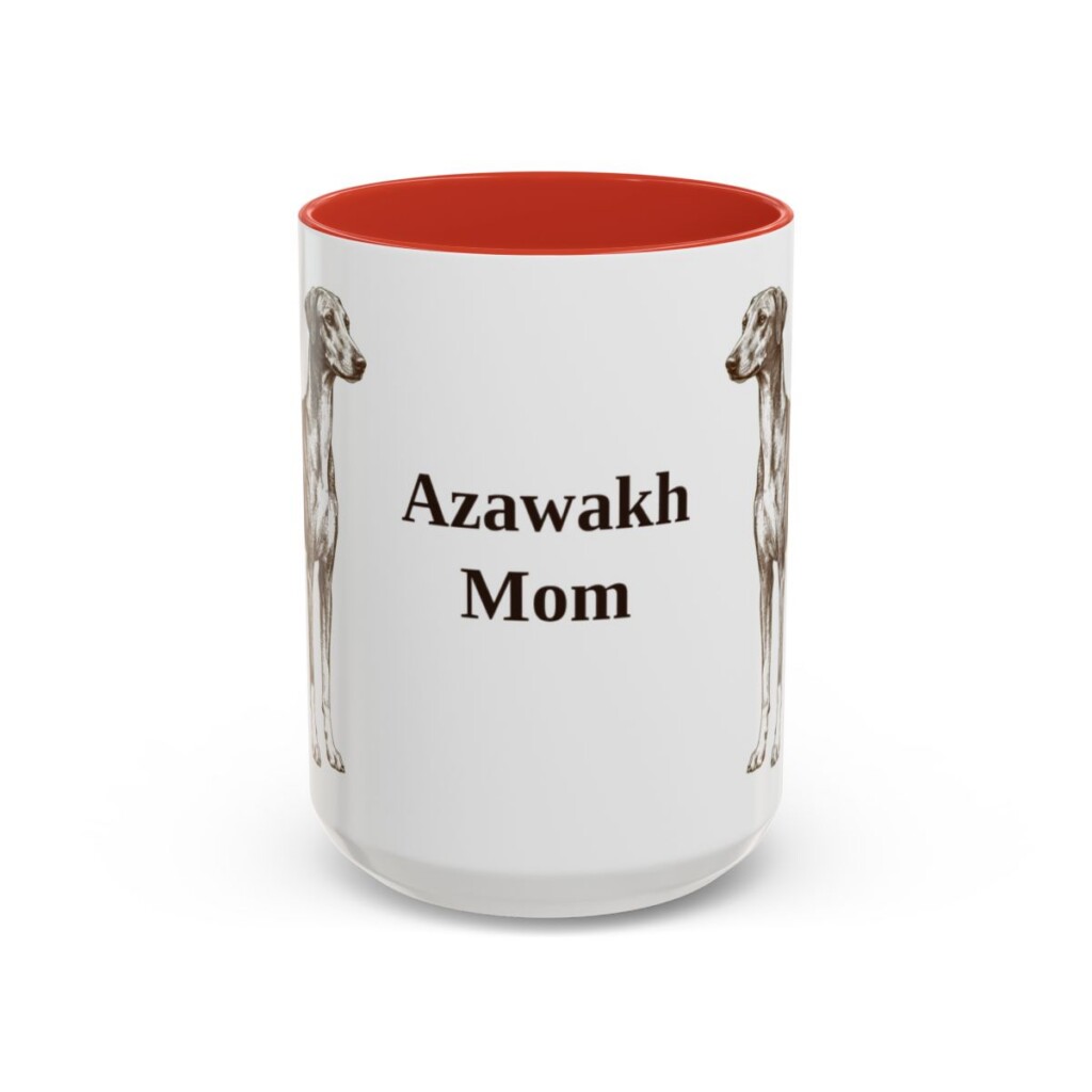 15oz-azawakh-mug-mom-red 15oz Azawakh Dog Mom Mug, Red, front view