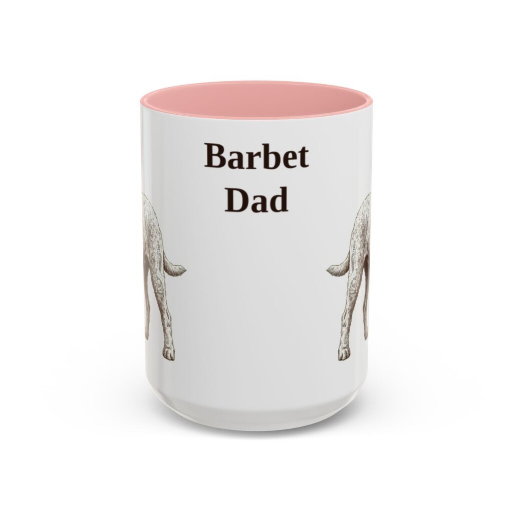 15oz Barbet Dog Dad Mug, Pink, front view