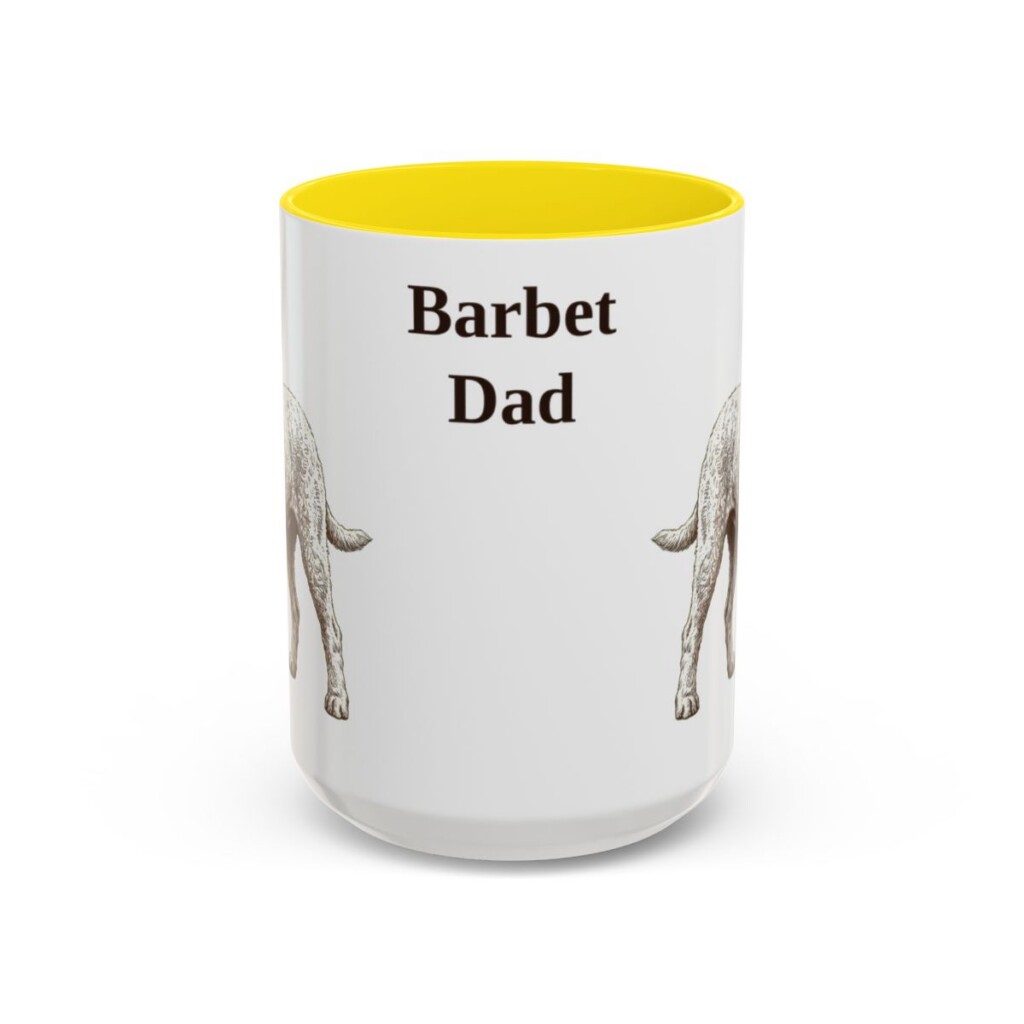 15oz Barbet Dog Dad Mug, Yellow, front view