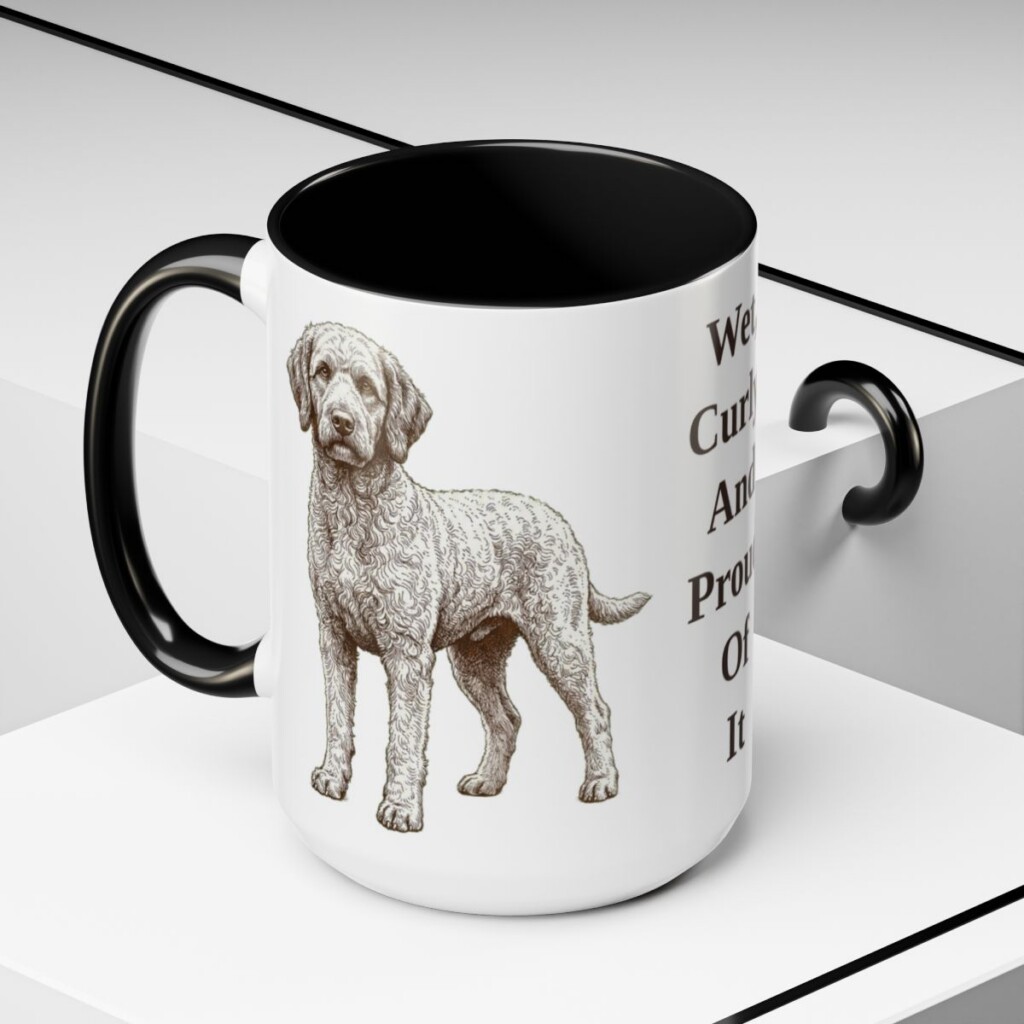 15oz Funny Barbet Mug, Black, lifestyle photo