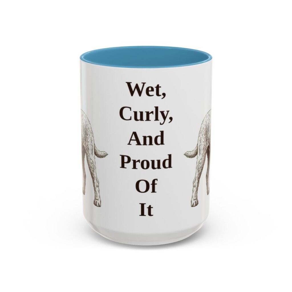 15oz Funny Barbet Mug, Light Blue, front view