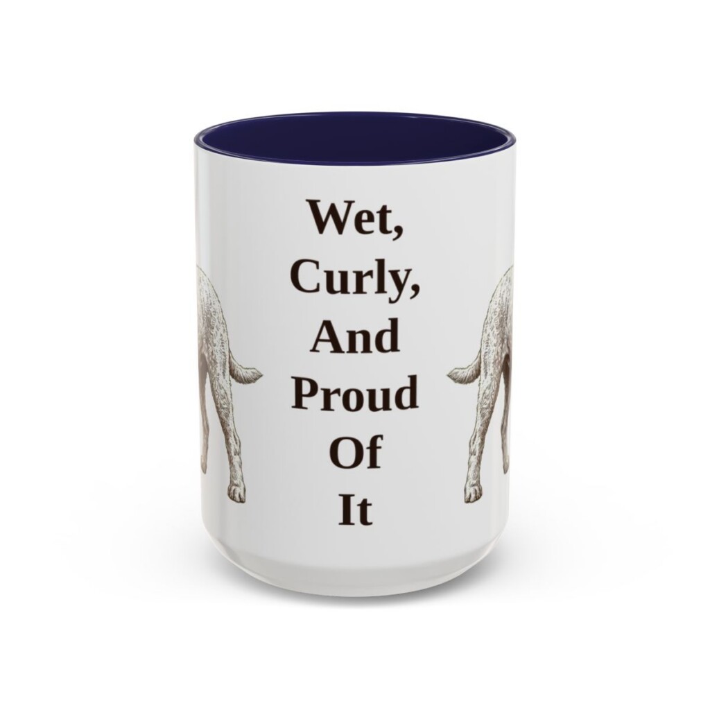 15oz Funny Barbet Mug, Navy, front view