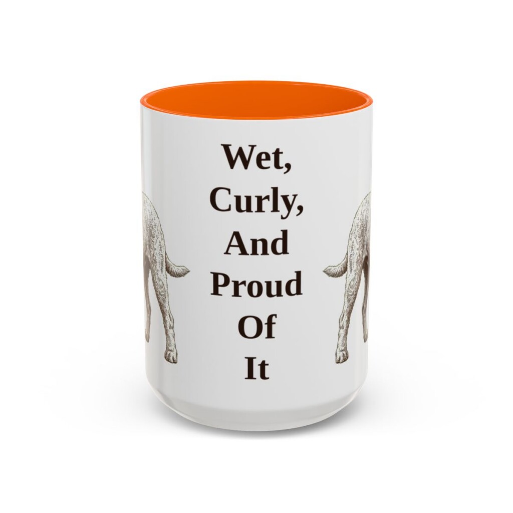 15oz Funny Barbet Mug, Orange, front view