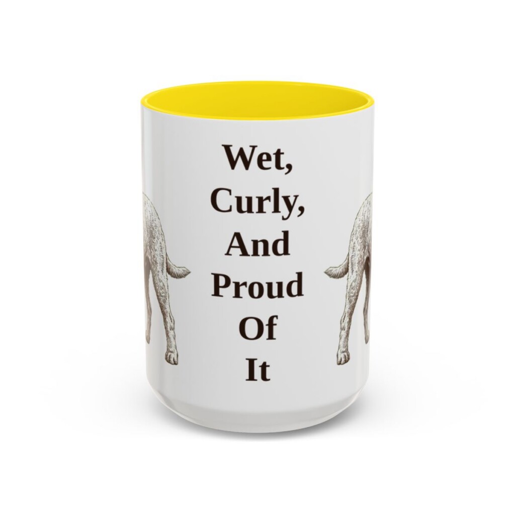 15oz Funny Barbet Mug, Yellow, front view