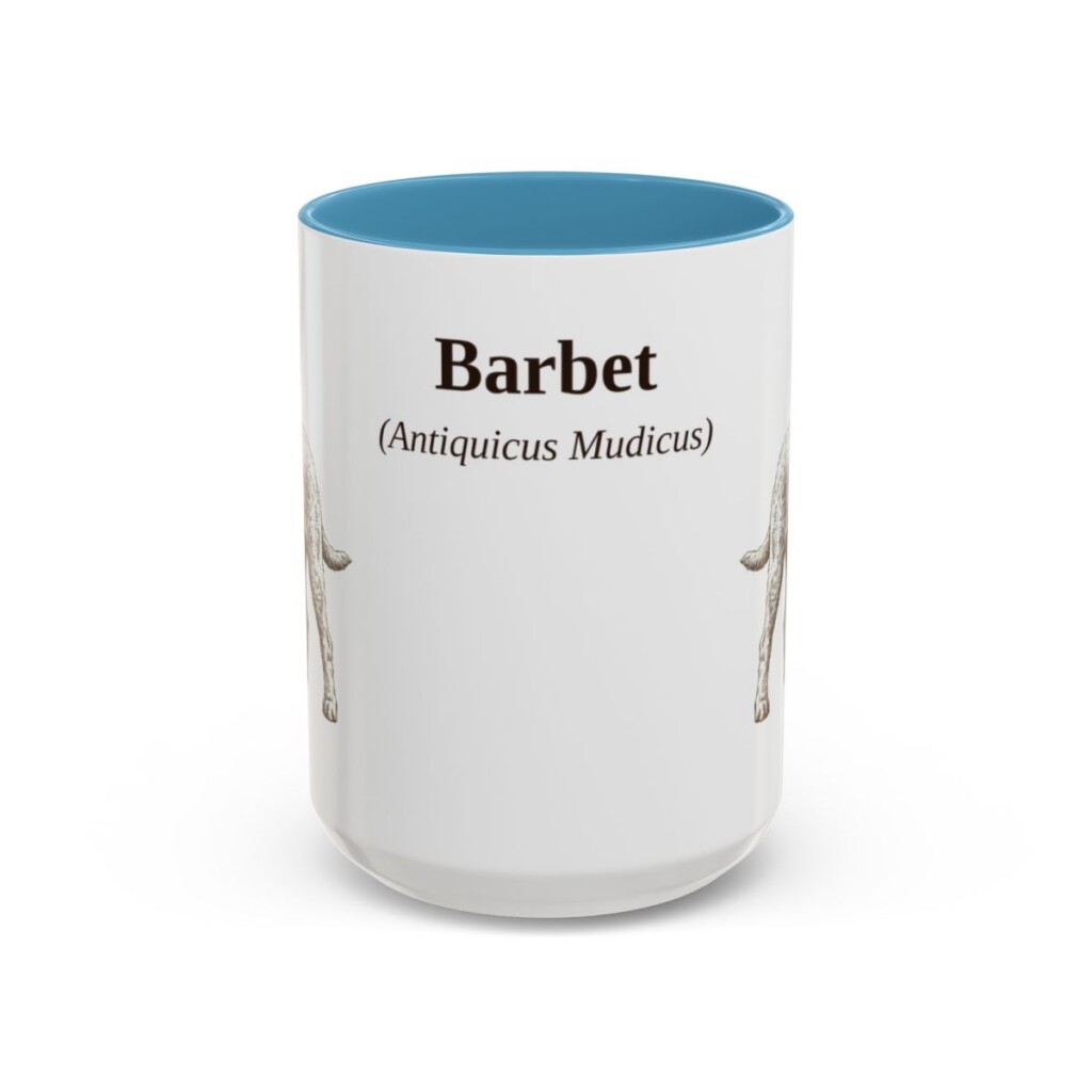 15oz Barbet Latin Mug, Light Blue, front view