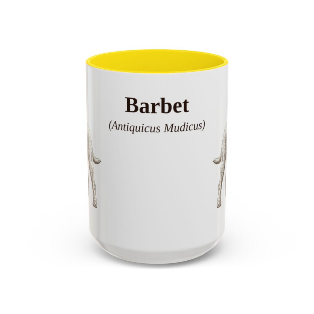 15oz Barbet Latin Mug, Yellow, front view