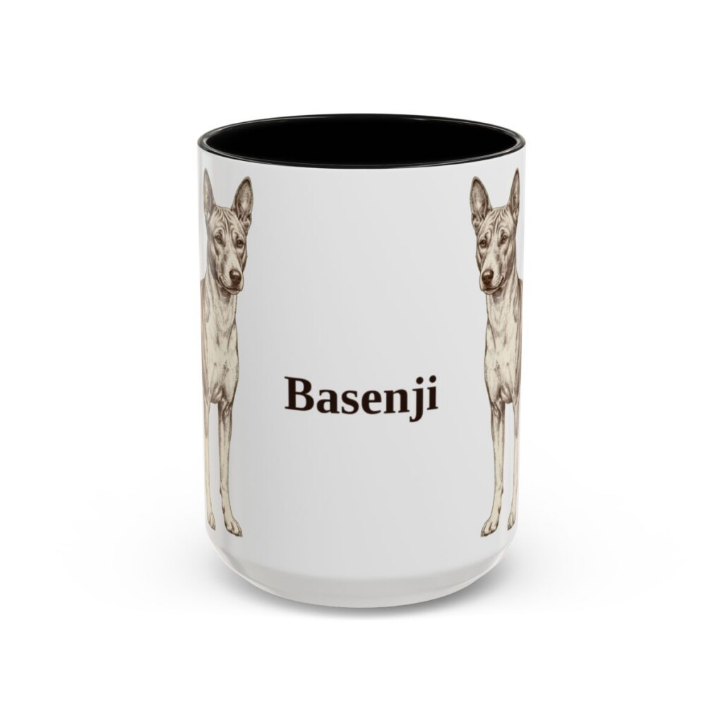15oz Basenji Mug, Black, front view