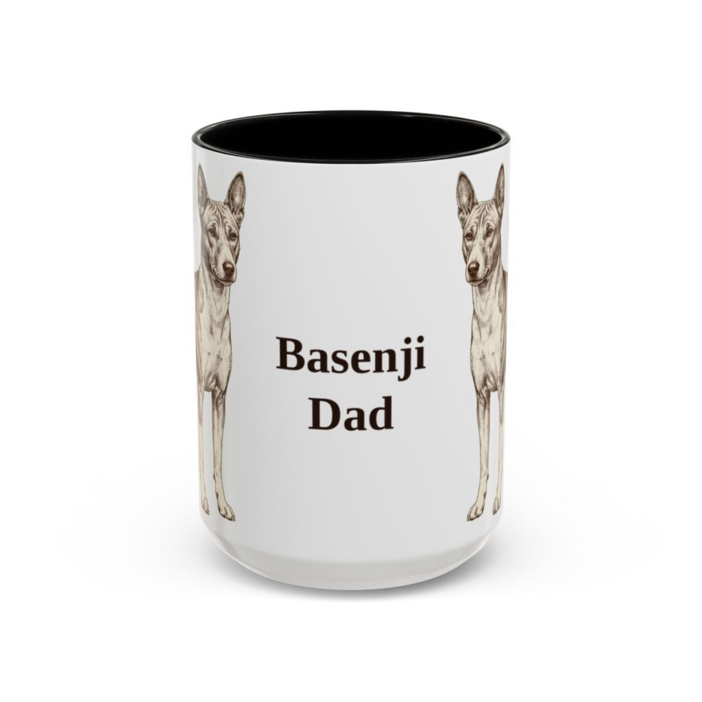 15oz Basenji Dog Dad Mug, Black, front view