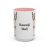 15oz Basenji Dog Dad Mug, Pink, front view