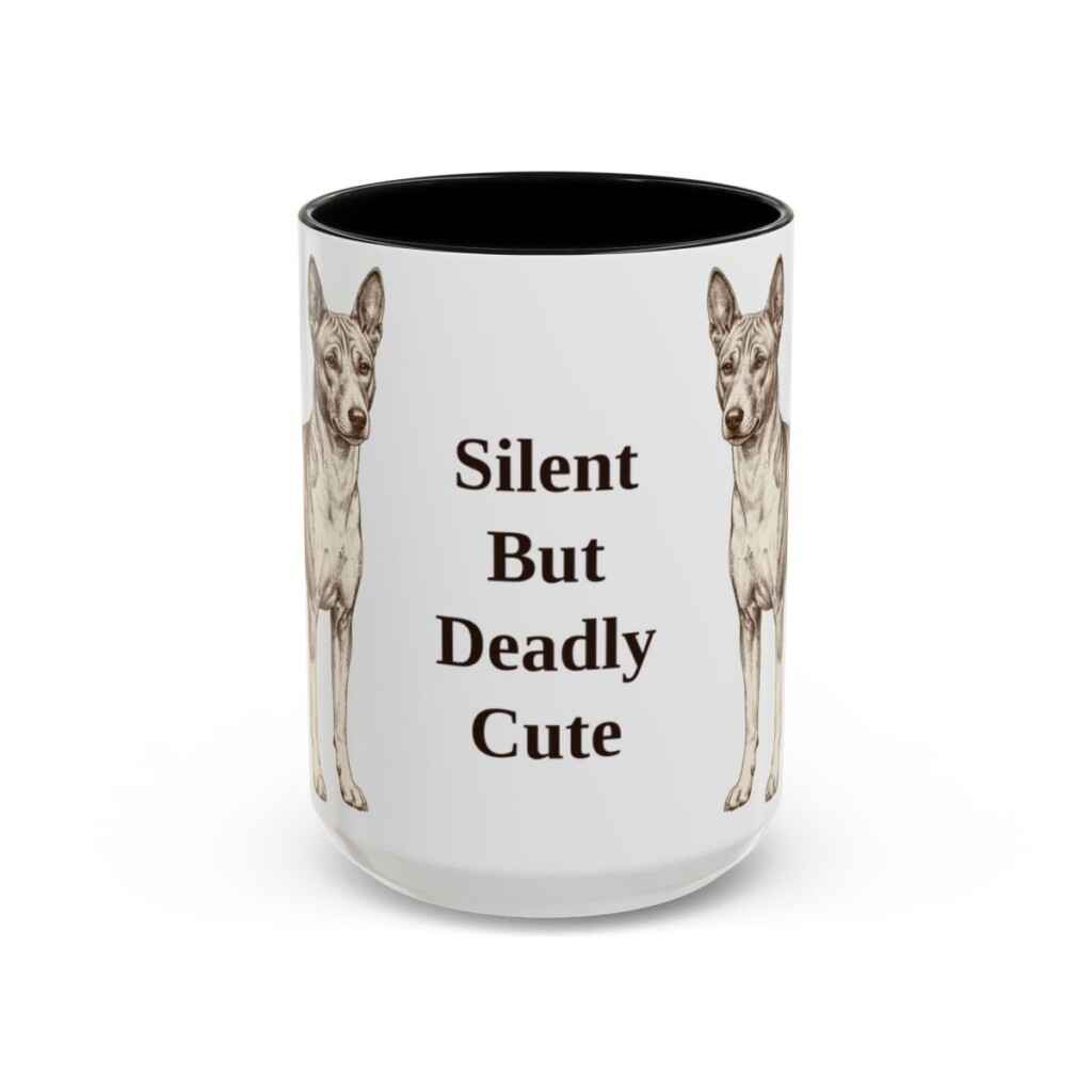 15oz Funny Basenji Mug, Black, front view