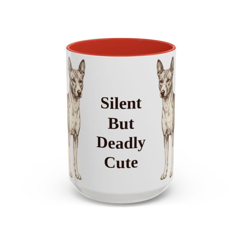 15oz Funny Basenji Mug, Red, front view