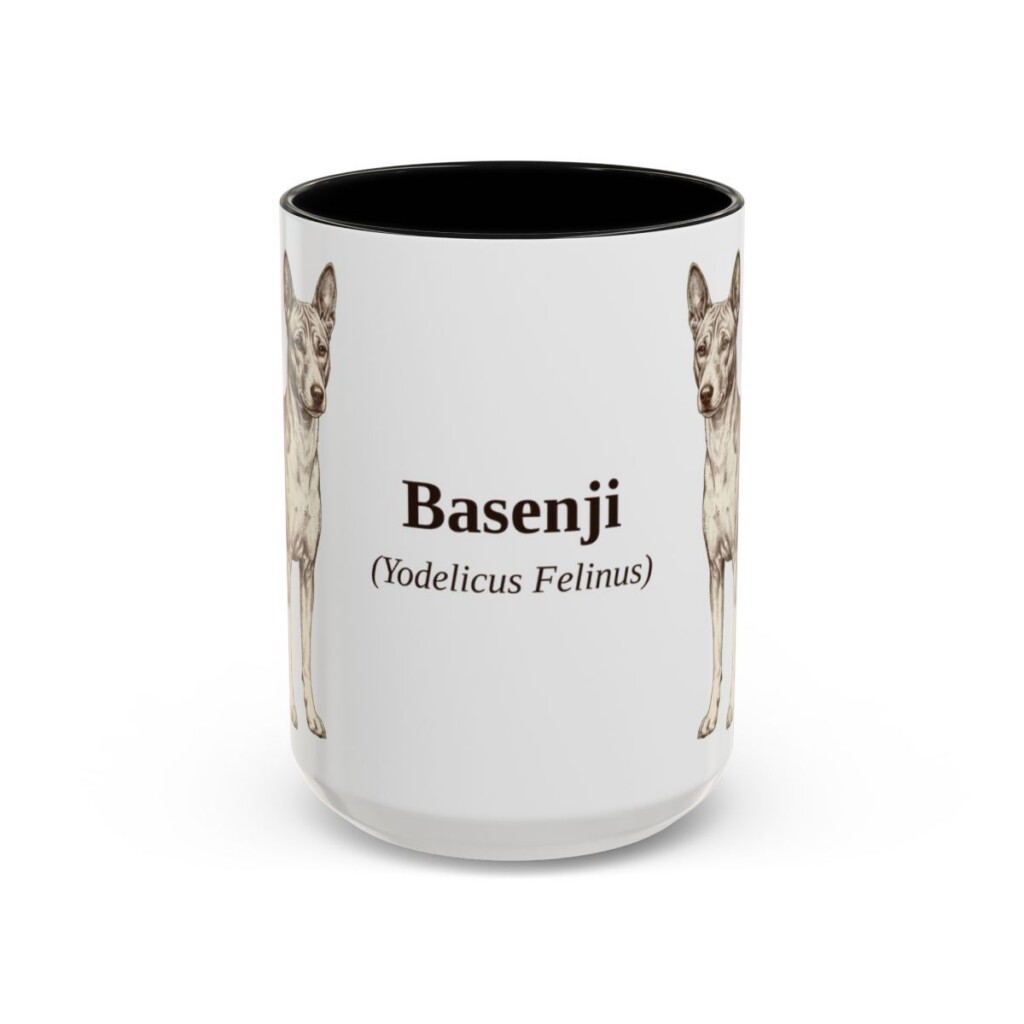 15oz Basenji Latin Mug, Black, front view