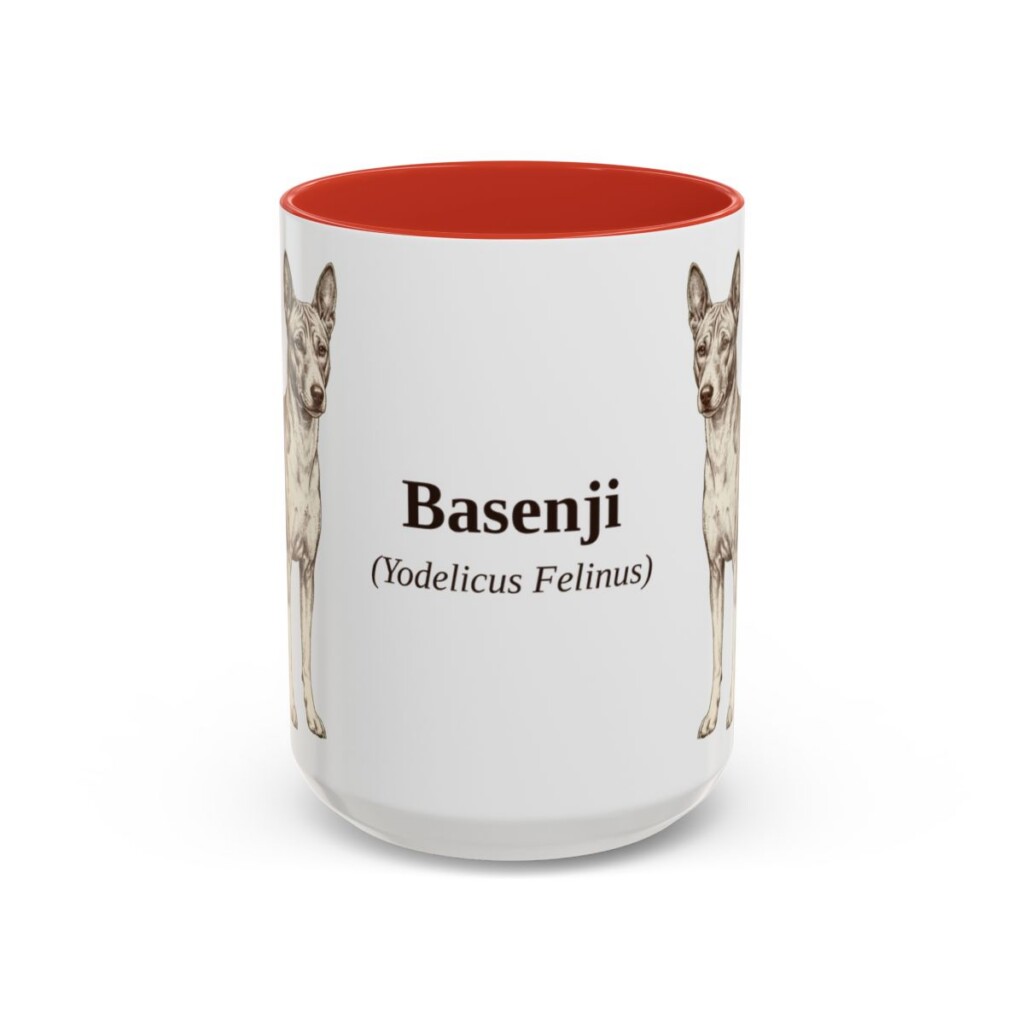 15oz Basenji Latin Mug, Red, front view