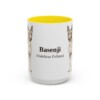 15oz Basenji Latin Mug, Yellow, front view