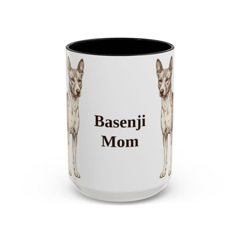 15oz Basenji Dog Mom Mug, Black, front view