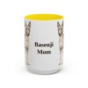 15oz Basenji Dog Mom Mug, Yellow, front view