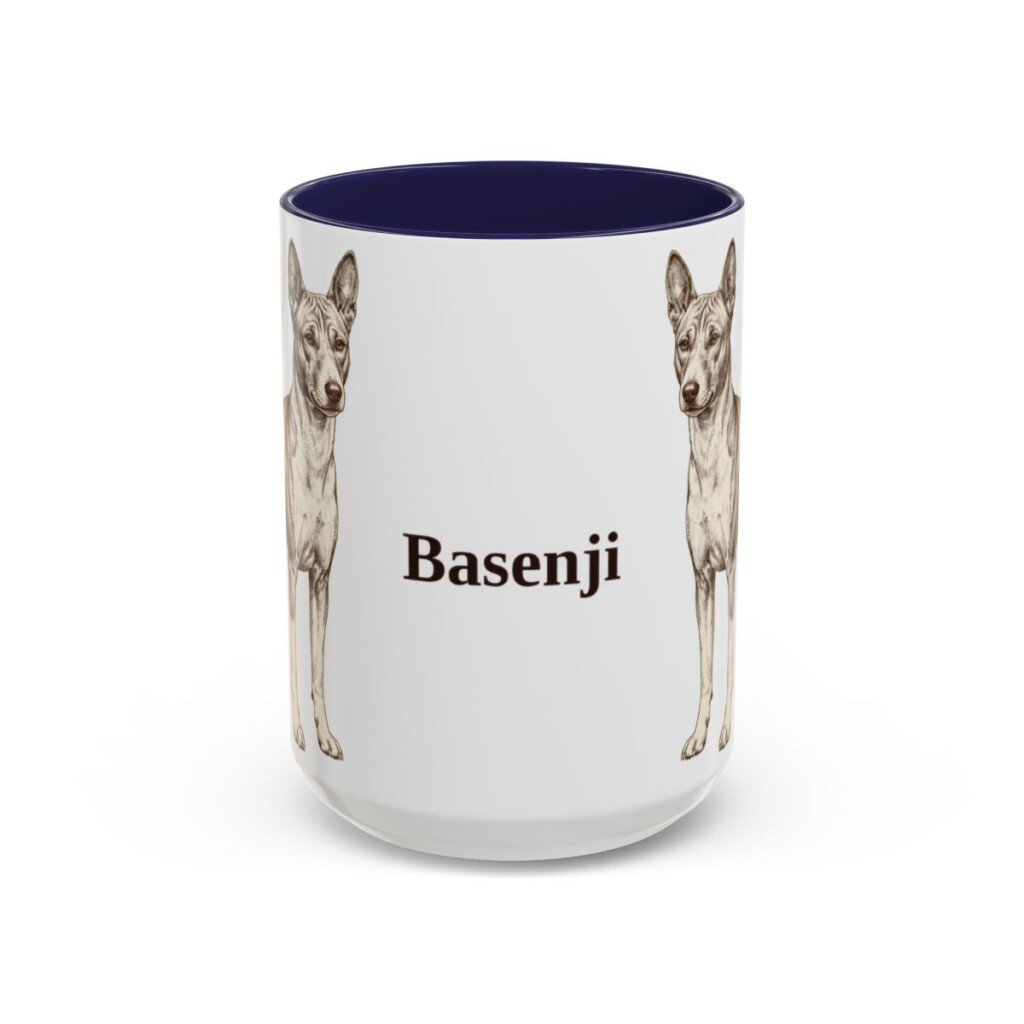 15oz Basenji Mug, Navy, front view