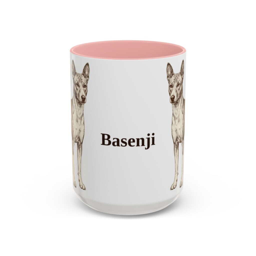 15oz Basenji Mug, Pink, front view