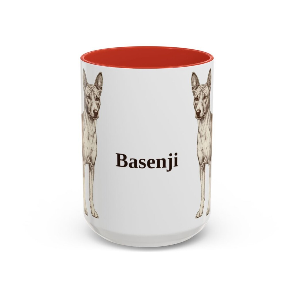 15oz Basenji Mug, Red, front view