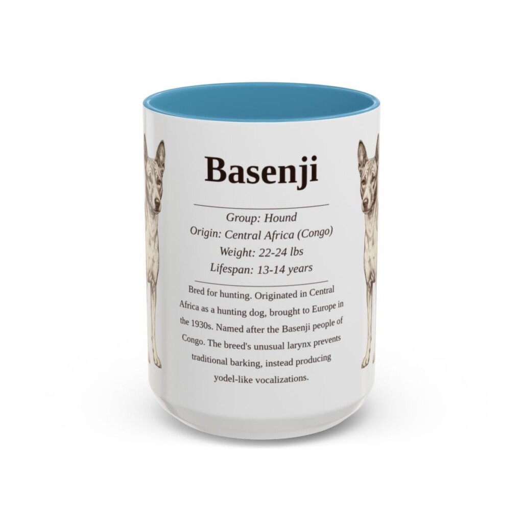 15oz basenji mug, Light Blue