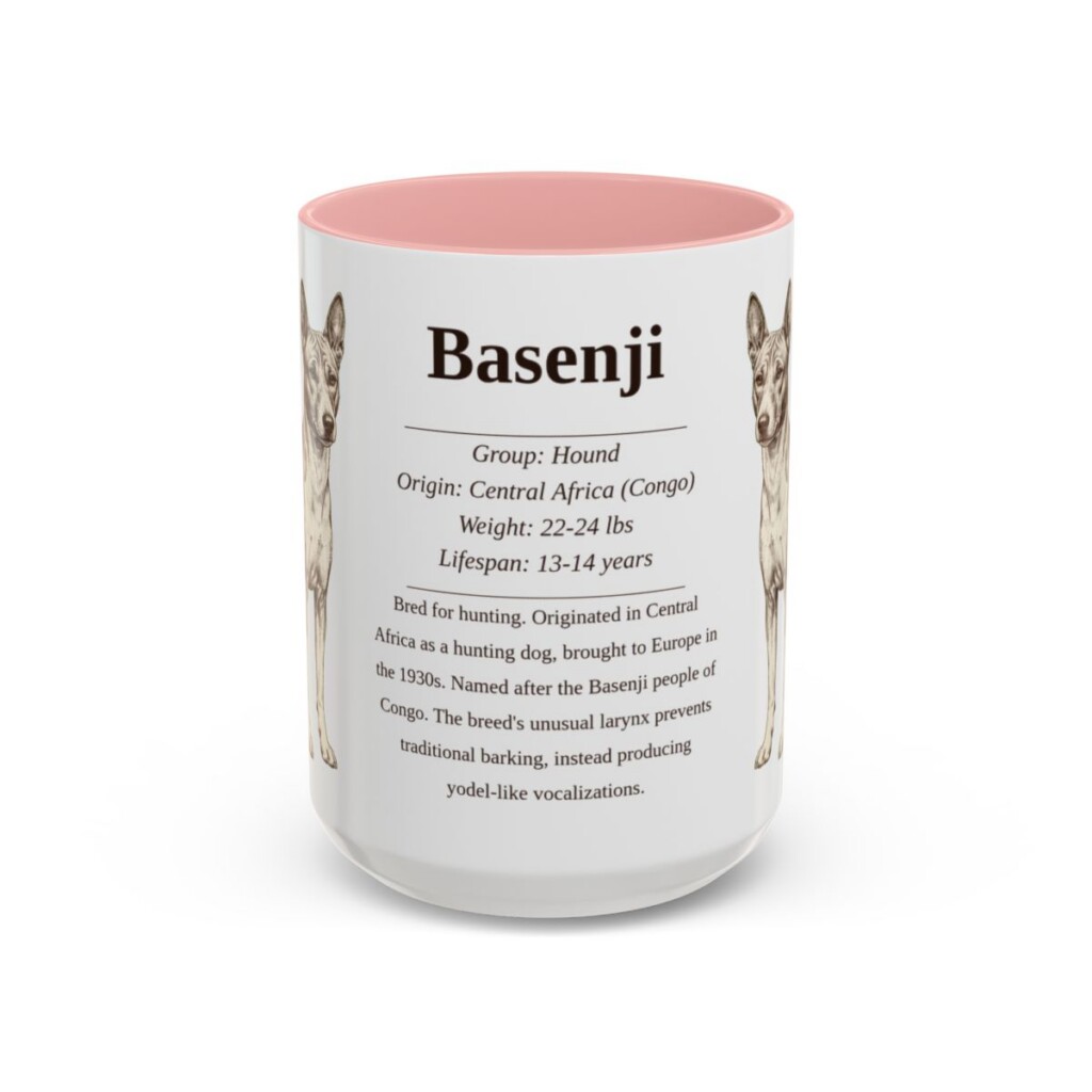 15oz basenji mug, Pink